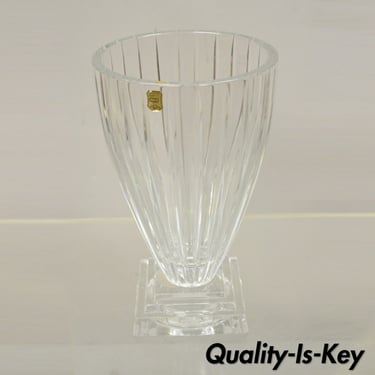 Vintage Lead Crystal Glass 12" Fluted Flower Vase Poland