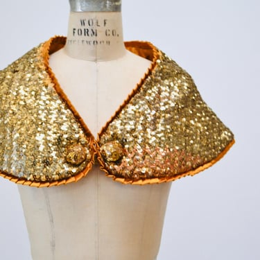 50s 60s Vintage Gold Sequin Shawl Wrap Burlesque Wedding Flapper Gold Metallic Sequin Wrap Jacket Vintage Gold Shawl Gold Wrap 