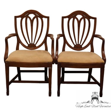 Set of 2 MOUNT AIRY Solid Mahogany Traditional Duncan Phyfe Style Shield Back Dining Arm Chairs 720 