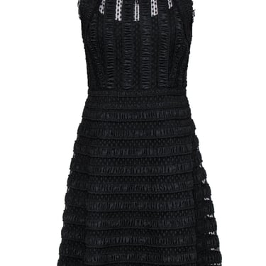 Diane von Furstenberg - Black Lace Textured Fit &amp; Flare Cocktail Dress Sz 8