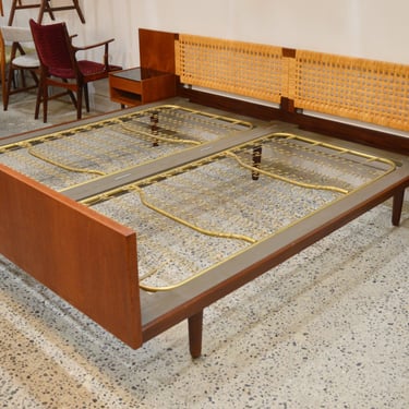 Rare Hans Wegner for Getama King Platform Bed w/ Floating Bedside Tables