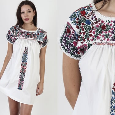 Oaxacan Embroidered Mexican Mini Dress 