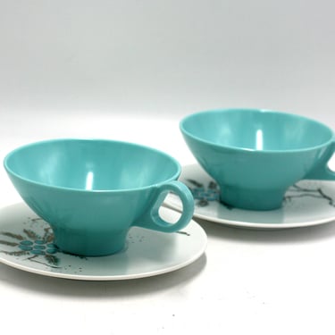 vintage Apollo Ware Melmac Cups and Saucers by Alexander Barna 