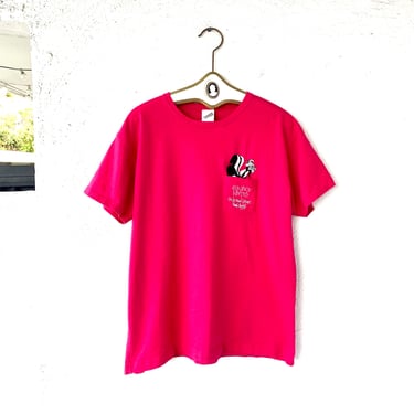 Vintage 90s Y2K Pepe Le Pew Girlfriend Embroidered Tshirt Warner Bros Studio Store Shirt Pink Top 