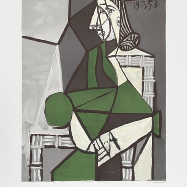 Portrait de Femme Assise, Robe Verte by Pablo Picasso, Marina Picasso Estate Lithograph Poster 