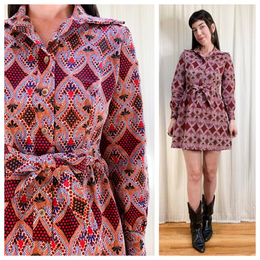 70s patterned mini dress 