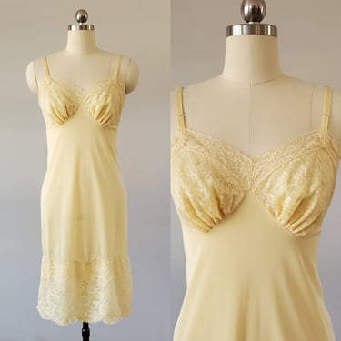 1960s Vanity Fair Slip with Full Lace Bodice 60s Loungewear 60s Lingerie Women's Vintage Size Small 