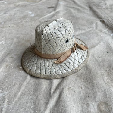 Vintage 1930s White Straw Salesman Sample Fedora Hat 