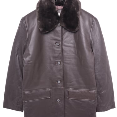 Espresso Removable Collar Leather Jacket