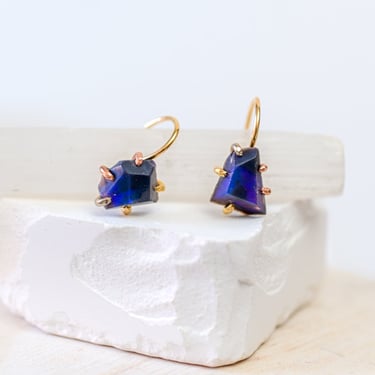 14K-18K Gold Dark Australian Opal Hook Earrings