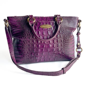 Y2K Designer Brahmin Purple Leather Shoulder Bag