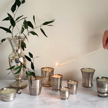 antique french silver christening cup candles