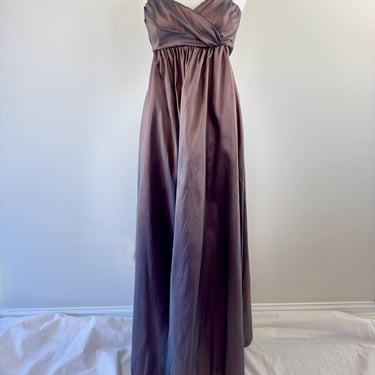 1980s Jim Hjelm Gun Metal Taffeta Halter Dress 