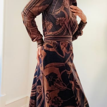 Emilio Pucci Brown & Black Print Top & Skirt Set