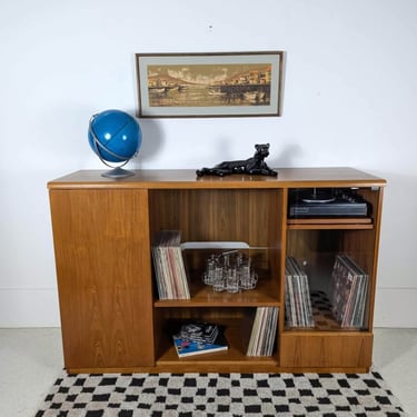 Danish Modern Teak Media Cabinet / Record Player Stand & Storage