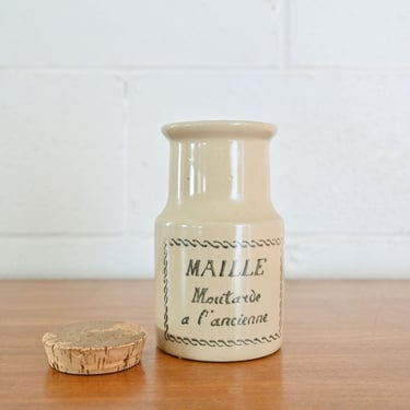 vintage french &quot;maille&quot; jar, black typography