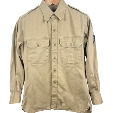 Vintage 1940s/1950s US ARMY Cotton Twill Field Shirt ~ size S ~ Military Uniform ~ 6th Army Patch ~ Post WWII ~ Khaki ~ 