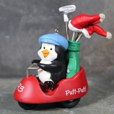 1993 Hallmark Putt-Putt Penguin in Golf Cart Ornament | Classic Hallmark Collectible Ornament | Golfer Gift | Penguin Lover 