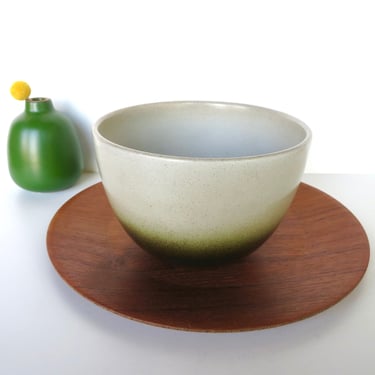Vintage Heath Ceramics Deep Serving Bowl In Sea and Sand, Modernist Bowl By Edith Heath, Saulsalito California Pottery 