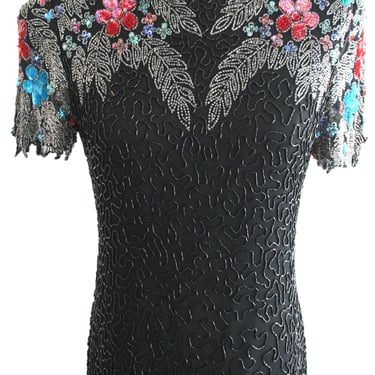 Beaded - Cocktail Dress - Sexy - Event Dress - Wedding Guest - New Year's - Estimated size 4/6 - beading on silk 