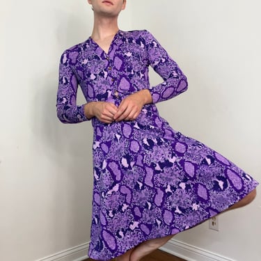 70s Purple snake print dress 