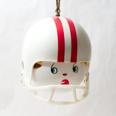Vintage Football Helmet Light, Glass Globe, Football Player 