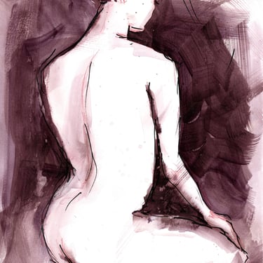 Expressive Female Tasteful Nude Painting - Loose Style Acrylic Art - Unique Art - Art Gifts -8x12- Ready to Frame- Original Art -Feminine 