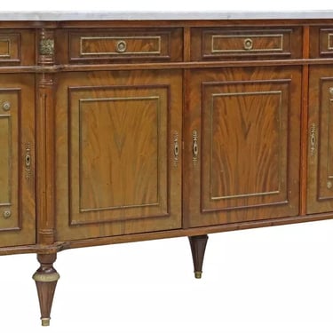 Sideboard, French Louis XVI Style, Marble-Top, Mahogany, Gilt, Foliate C. 1960!