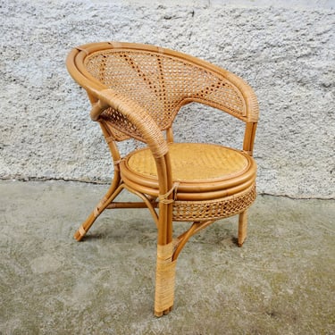 Vintage Rattan Chair /Boho Style Armchair /Bamboo Chair / Patio Furniture/ 90s/ Vintage Furniture / Rattan Armchair / Balcony Chair 