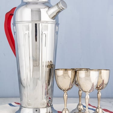 Vintage Chrome-Plated Side Spout Shaker Set