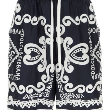 Dolce & Gabbana Man Printed Twill Bermuda Shorts