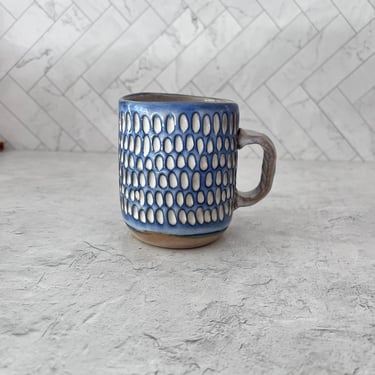 Floating Blue pottery mug 2, Large Ceramic coffee mug, Stoneware mug, Coffee lover gift, Unique mugs, Handmade gift 
