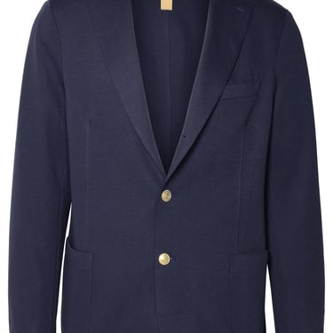 Eleventy Blue Cotton Blend Blazer Man