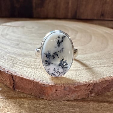 GLACIER DENDRITIC OPAL Sterling Silver Ring | Handcrafted in India | Nature, Balance, Growth | Size 7 1/2 