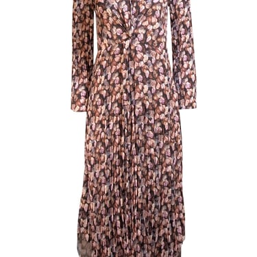 Vince - Brown Multi Floral Print Midi &quot;Esme&quot; Dress Sz 2