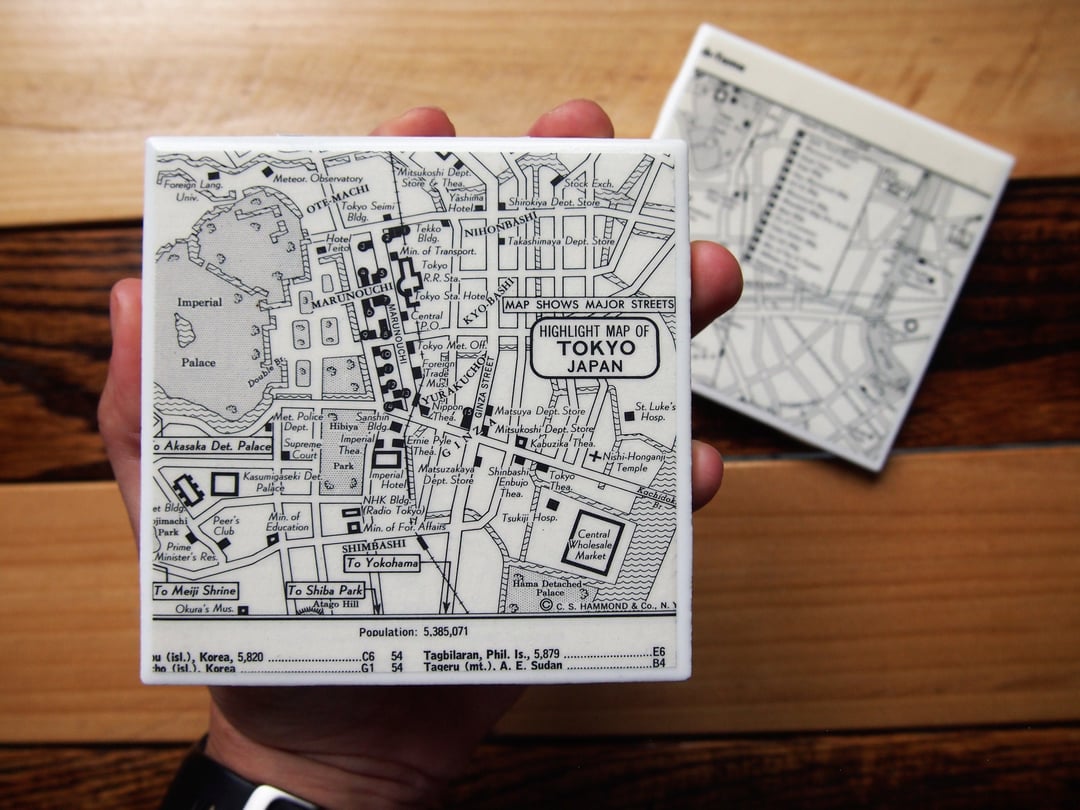 1956 Tokyo Japan Vintage Map Coasters Set of 2. Vintage Tokyo Map | All ...