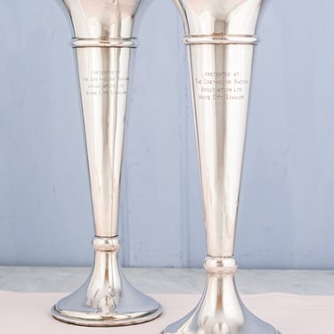 Silverplate White City Stadium Vase Pair