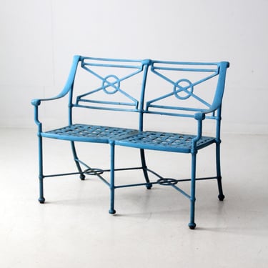 mid-century iron garden bench 