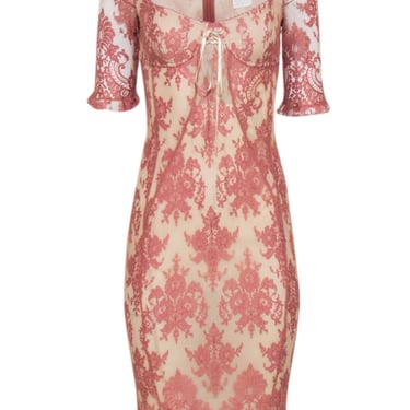 Dolce & Gabbana - Mauve Pink Lace Midi Dress Sz 4
