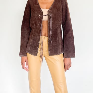 Cocoa Suede Contrast Stitch Jacket (M)