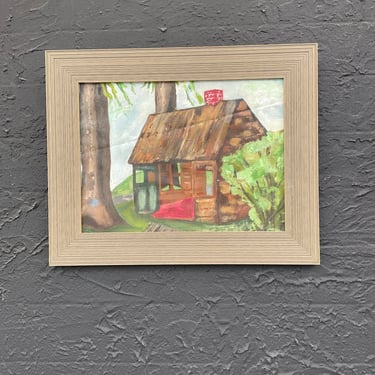 Cabin in the Woods Painting w/Frame