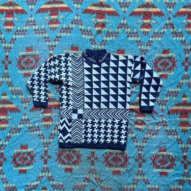 Vintage 80s Geometric Crewneck Sweater 