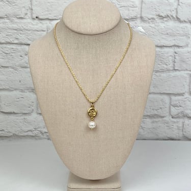 Canela Vintage Chanel Charm &amp; Fresh Water Single Pearl Necklace
