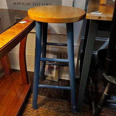 Blue stool. 29” tall x 13” wide. 