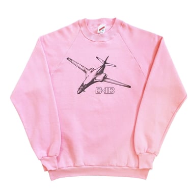 pink sweatshirt / airplane shirt / 1980s B1 bomber fighter jet raglan sweatshirt Medium 
