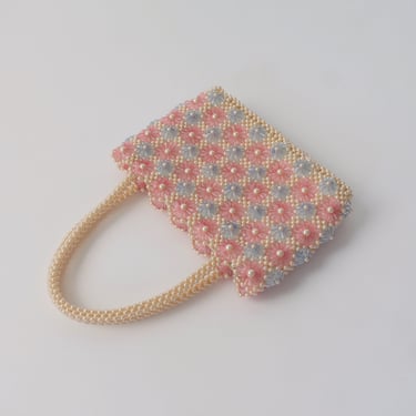 Vintage Pearl and Floral Beaded Purse