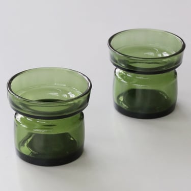 Green Glass Candle Holders By Dansk