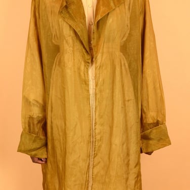 Vintage Sheer Gold Brown Cover Up Jacket Blazer / Large XL One Size Oversize 