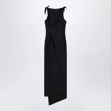 Coperni Asymmetrical Black Dress With Flowers Women