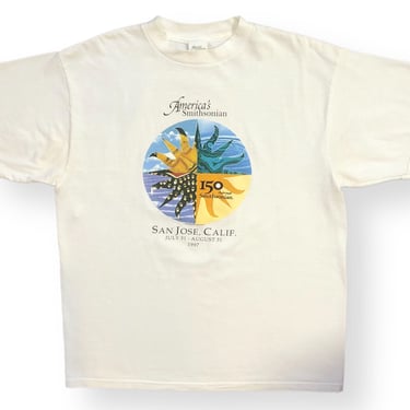 Vintage 1997 America’s Smithsonian 150th Anniversary San Jose, California Graphic Art T-Shirt Size XL 